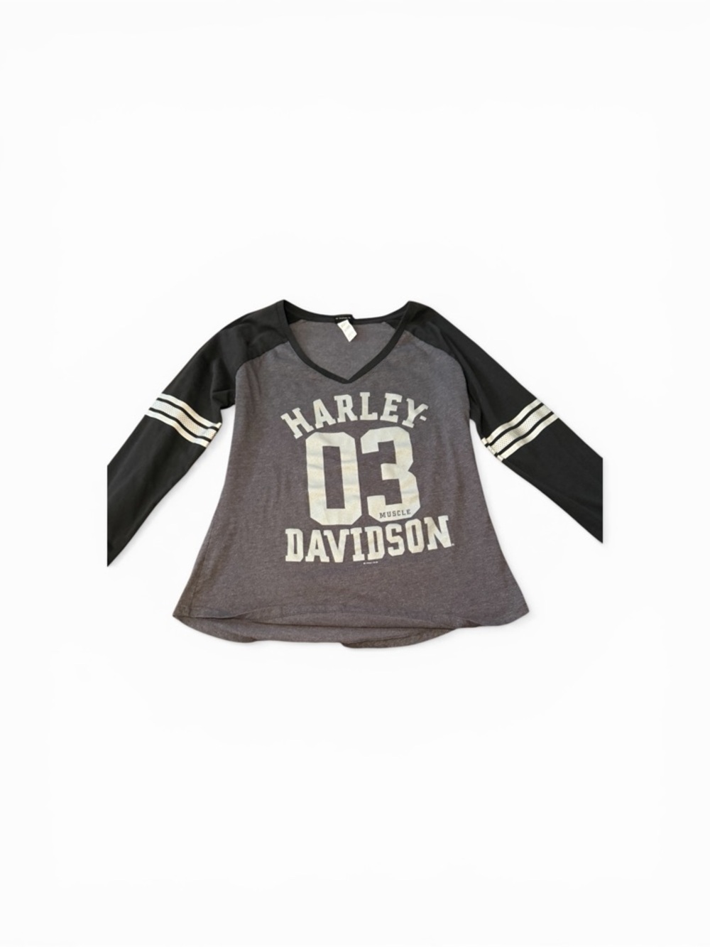 Harley-Davidson Gray & Black Raglan Graphic Short Sleeve Tee